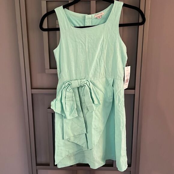NWT Habitual kid mint green linen dress with bow size 10 - Picture 1 of 5